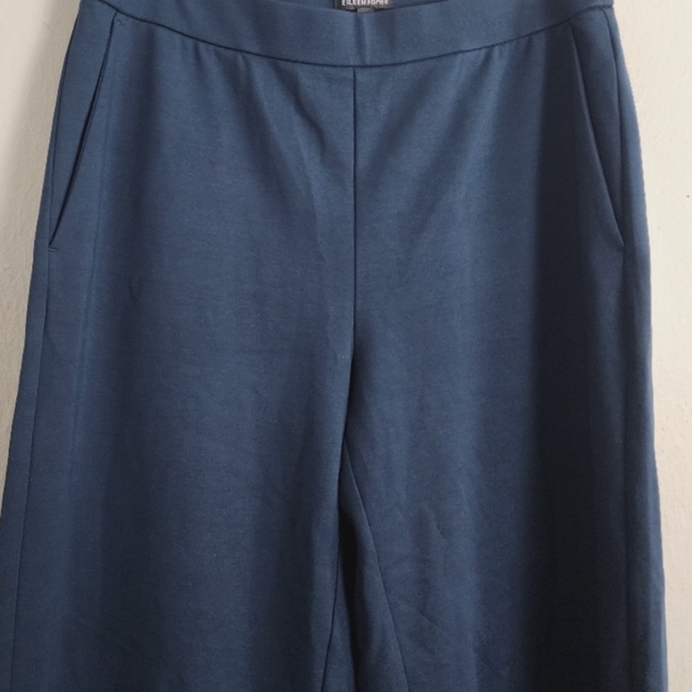 Eileen Fisher Navy Wide Leg Easy Fit Cropped Length Pant, new without tags - Picture 6 of 9
